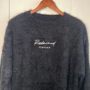 Reclaimed Vintage Oversized Fuzzy Sweater in Black